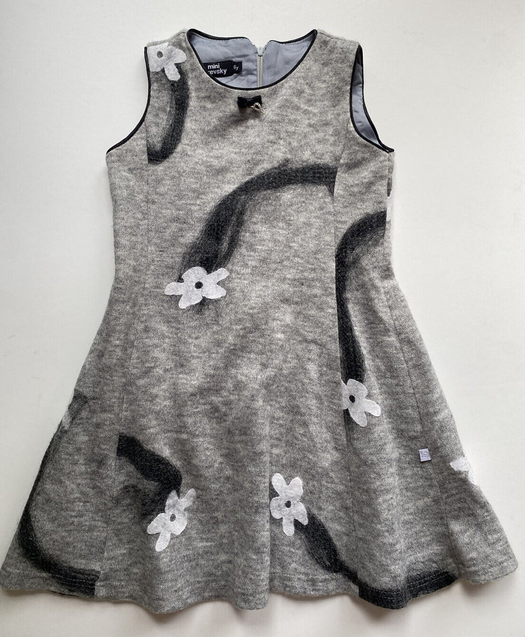 Mini Raxevsky kids girls size 6 years grey knit sleeveless dress flowers