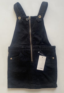 LTLPPL kids girls size 4 black denim zip up pinafore dress, BNWT