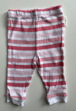 Load image into Gallery viewer, Purebaby baby girl size 3-6 months pink red stripe leggings pants, VGUC
