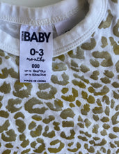 Load image into Gallery viewer, Cotton On baby girl size 0-3 months white gold leopard print romper, VGUC
