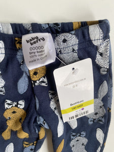 Baby Berry baby size tiny baby 00000 blue footed leggings pants bunnies, BNWT