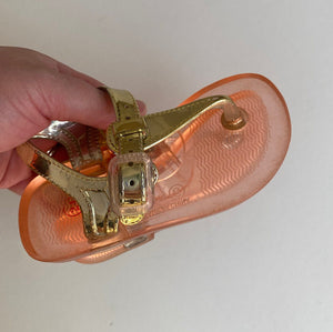 Seed kids girls toddler size 24 pink gold jelly sandals Summer shoes, VGUC