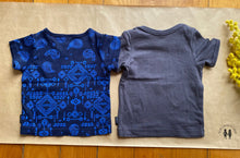 Load image into Gallery viewer, Bonds baby boy size 0-3 months x2 blue t-shirts Summer paisley patterned, EUC
