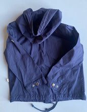 Load image into Gallery viewer, French Soda kids size 4 navy blue hooded light button up jacket coat, VGUC
