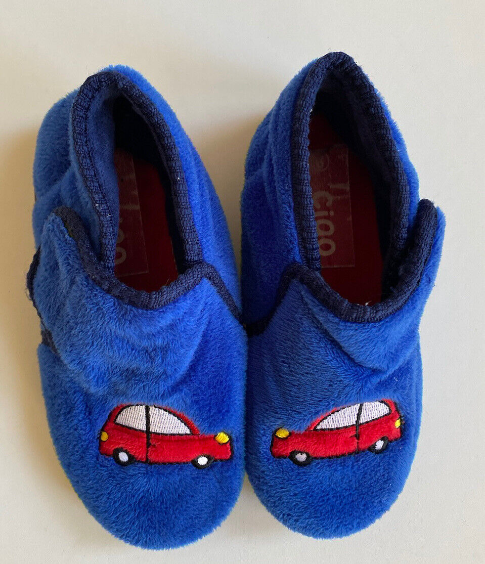 Ciao kids boys size 10 US/9 UK blue soft fluffy warmslippers shoes red car