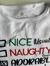 Load image into Gallery viewer, Next kids toddler size 2-3 years white Christmas bodysuit naughty nice, VGUC
