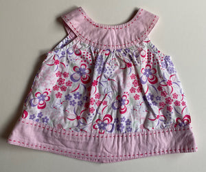 Sprout baby girl size 0-3 months pink purple floral cotton sleeveless dress VGUC