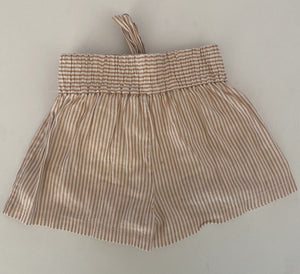 Country Road kids girls size 6 metallic bronze white stripe shorts belted, GUC