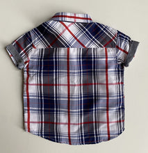 Load image into Gallery viewer, Craft + Flow kids boys toddler size 2 blue red check button up shirt, VGUC
