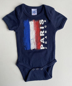 Unbranded baby size 6-12 months navy blue bodysuit t-shirt Paris France, EUC