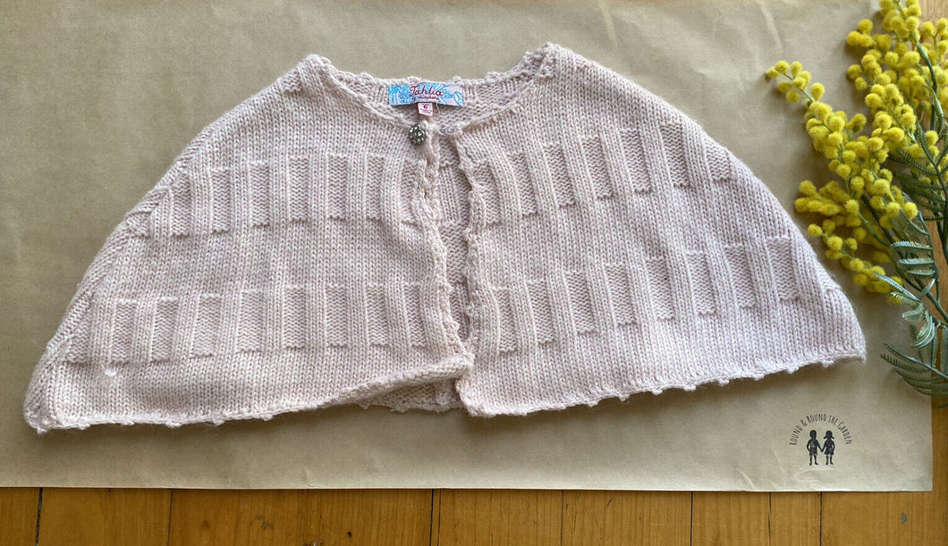 Tahlia by Minihaha Kids girls size 6 dusty pink knitted wool bolero cardigan, GUC