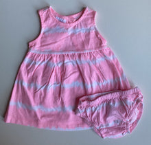 Load image into Gallery viewer, Carter&#39;s baby girl size 0-3 months neon pink white tie dye dress bloomers, VGUC
