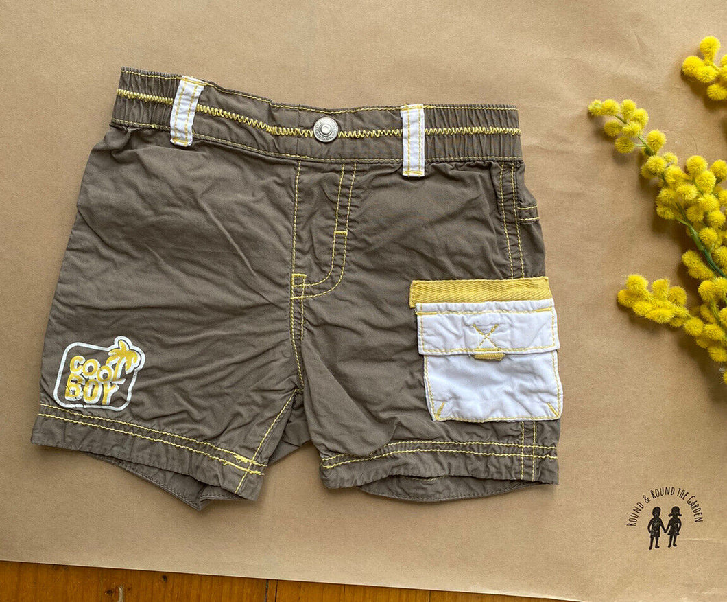 United Colors of Benetton size 6-9 months brown yellow shorts