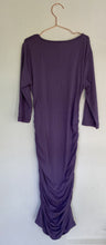 Load image into Gallery viewer, NEW Ripe Women&#39;s Maternity size XS purple long sleeve stretch cocoon dress BNWT
