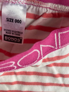 Bonds baby girl size 0-3 months pink white stripe leggings pants, VGUC